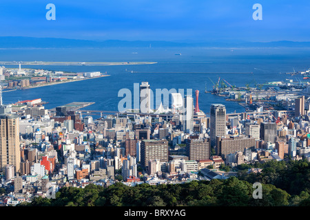 Paysage urbain de la ville de Kobe de Mt. Shisho, Hyogo Prefecture, Honshu, Japan Banque D'Images