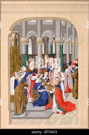 Couronnement de Charles V, Roi de France, appelé le sage, mai 1364. Banque D'Images