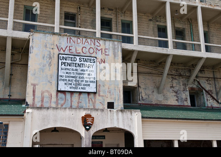 Zone d'arrivée de l'île-prison d'Alcatraz, San Francisco, California, USA Banque D'Images