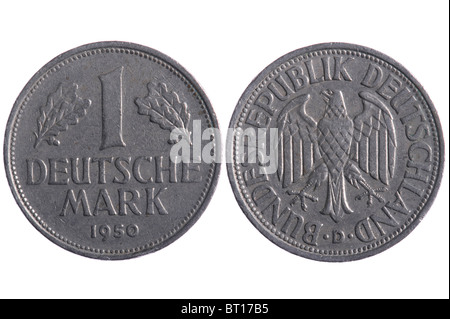 Objet sur blanc - Deutsche mark coins close up Banque D'Images