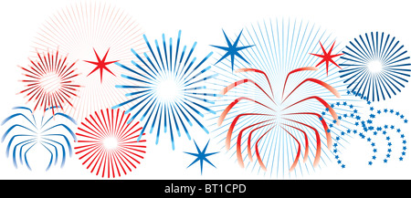 Vector Illustration pour le 4 juillet l'indépendance. Ensemble d'icônes et boutons. Banque D'Images