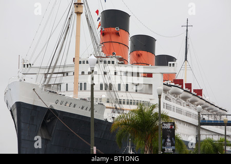 Le navire Queen Mary à Long Beach, Californie Banque D'Images