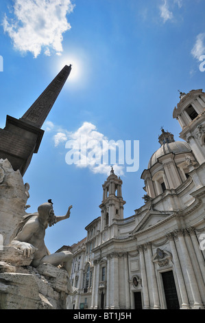 Rome. L'Italie. Sant'Agnese in Agone, Piazza Navona. Banque D'Images