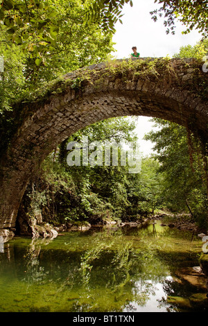 Puente Romano Mirones estilo Barroco y rio Miera Cantabria España pont romain Mirones style Baroque rivière Miera Cantabria espagne Banque D'Images