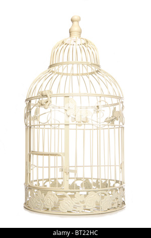 Cage à oiseaux vintage à la découpe studio isolé Banque D'Images