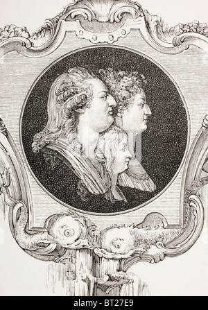 Le roi Louis XVI de France, son épouse Marie-Antoinette et le Dauphin Louis-Joseph. Banque D'Images