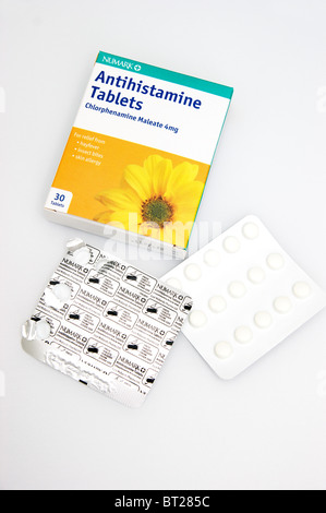 Chlorphenamine maleate antihistaminique (comprimés) pour le rhume des foins, les piqûres et les allergies allergies cutanées Banque D'Images