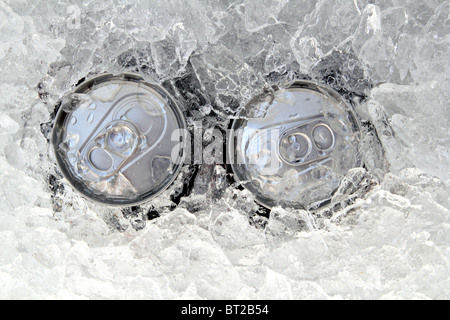 On peut boire deux thés immergé dans la glace gel libre Banque D'Images