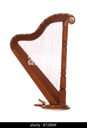 Harpe en bois miniatures découpe studio Banque D'Images