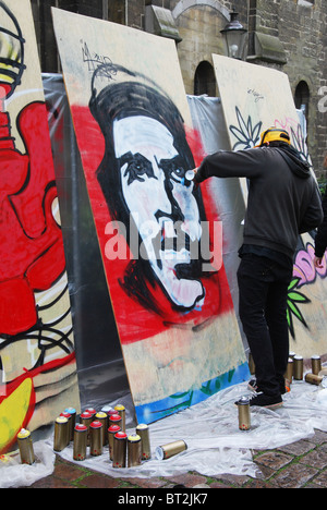 Portrait peint à la bombe de Che Guevara à l'atelier Graffiti Banque D'Images