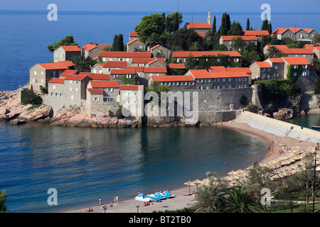 Le Monténégro, Sveti Stefan, Aman Resort, vacances de luxe, Banque D'Images