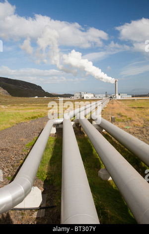 Géothermique de Hellisheidi, Hengill dans l'Islande est le deuxième plus grand du monde l'énergie géothermique. Banque D'Images