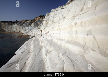 La Scala dei Turchi (escalier turc), le livre blanc de corail à Realmonte, Sicile, Italie Banque D'Images