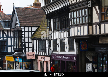 Henri Tudor House et la moitié des bâtiments à colombages à Wyle Cop, Shrewsbury, Shropshire. Banque D'Images