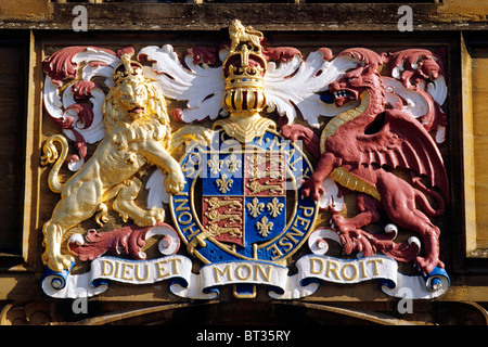 Bras de Sherborne School, 6e King Edward rois Anglais médiéval manteau héraldique lion héraldique lions dragon royal Dorset Angleterre Banque D'Images