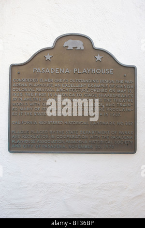 Considéré comme Elmer Gray's design exceptionnel, le Pasadena Playhouse, excellent exemple de l'architecture néo-coloniale espagnole Banque D'Images