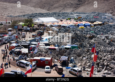 Copiapo, Chili San Jose Camp minier espère que tentative de sauvetage pour les mineurs piégés Banque D'Images