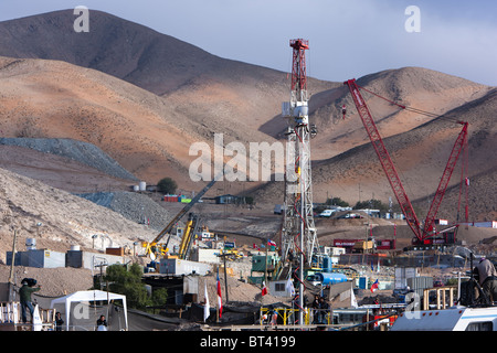 Copiapo, Chili Plan de la mine de San Jose B Drilling Rig portrait tentative de sauvetage pour 33 mineurs piégés Banque D'Images