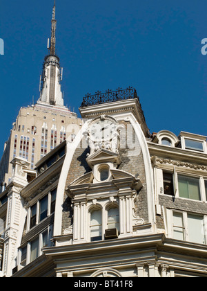 Maison Gilsey et l'Empire State Building, NEW YORK CITY Banque D'Images