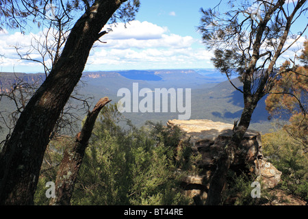 Vallée Jamison vu du belvédère de Sublime Point, Blue Mountains National Park, New South Wales, l'Est de l'Australie, de l'Australasie Banque D'Images
