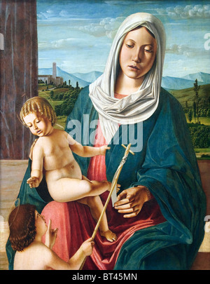 Vierge à l'enfant avec l'enfant Saint Jean le Baptiste, probablement fin des années 1490, par Michele da Verona Banque D'Images