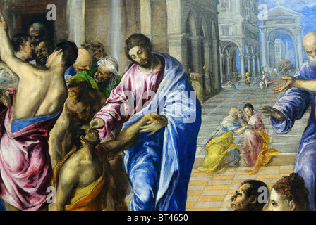 Détail : le miracle de la guérison du Christ, peut-être aveugle ca 1570, par El Greco Banque D'Images