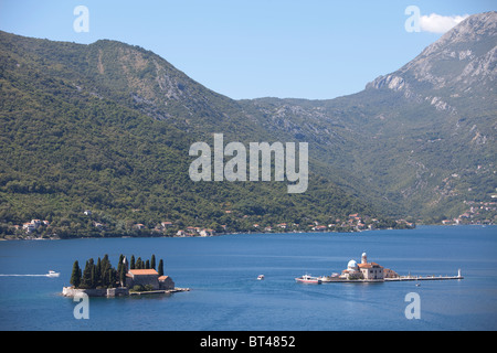 L'île de St George et Notre Dame de la roche, à Perast, golfe de Kotor, Monténégro Banque D'Images