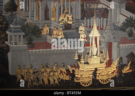 La peinture murale au Grand Palace, Bangkok Banque D'Images