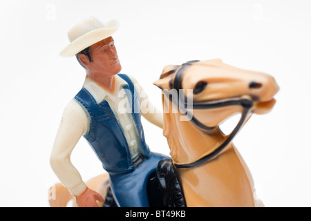 Jouet en plastique Cowboy et cheval Banque D'Images