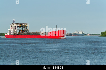 Louisiane, Nouvelle-Orléans, navire de l'océan sur la position de la rivière Mississippi River vers le bas à la mer Banque D'Images