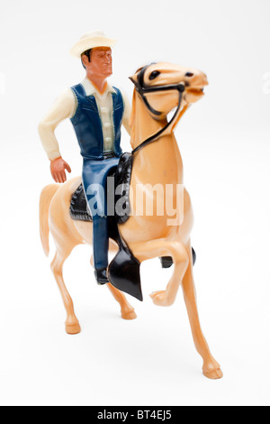 Jouet en plastique Cowboy et cheval Banque D'Images