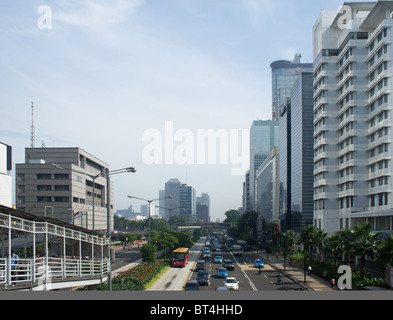 Dans l'Avenue Thamrin Jakarta Central Business District, Indonésie Banque D'Images