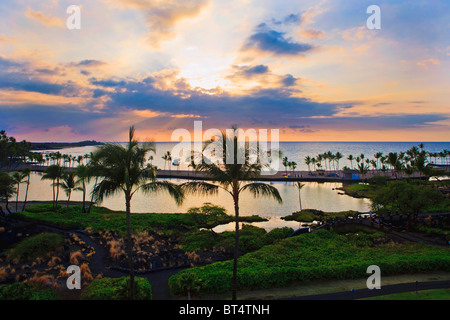 Anae'hoomalu bay et l'ancien étang à Waikoloa, Hawaii Banque D'Images