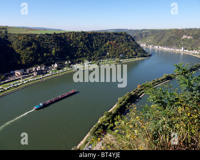 Vue à partir de la Loreley, Rhin, Rheinland-Pfalz, Allemagne Banque D'Images