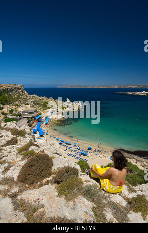 Bay Cirkewwa, Malte, Paradise Beach Banque D'Images