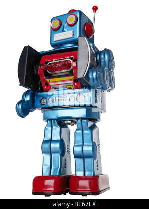 Blue Tin Toy Robot Banque D'Images