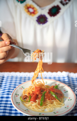 Spaghetti à la sauce tomate Banque D'Images