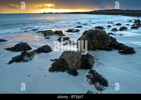 Un coucher de soleil à Reiff à au sud et l'ouest à travers Reiff Bay. Banque D'Images