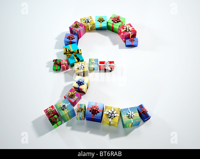 Cadeaux de Noël, éliminés comme la livre britannique forme symbole de devise Banque D'Images