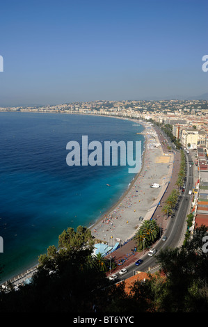 France, Nice, plage et Promenade des Anglais Banque D'Images