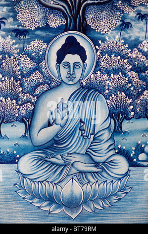 Peinture Bouddha bleu clair. L'Inde Banque D'Images