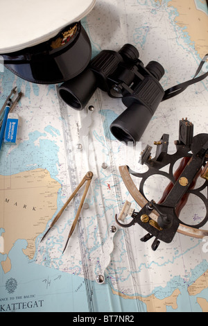Instruments de navigation maritime. Entrée du Kattegat. Banque D'Images
