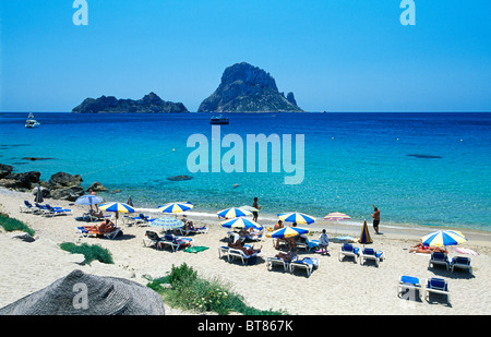 Cala d'Hort ant Es Vedra Île, Ibiza, Baléares, Espagne Banque D'Images