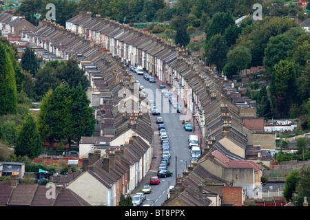 Une vue aérienne d'une rue à Rochester, Kent, UK. Banque D'Images