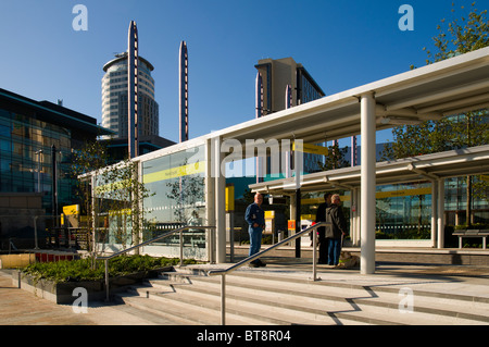 La station de tramway Metrolink à MediaCityUK, Salford Quays, Manchester, Angleterre, RU Banque D'Images