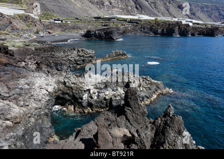 Playa de Charco Verde, 'Paisaje protegido del Remo' réserve naturelle, La Palma, Canary Islands, Spain, Europe Banque D'Images