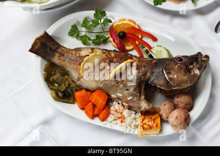 Avec des légumes, de la morue Bernegal Restaurant, La Palma, Canary Islands, Spain, Europe Banque D'Images