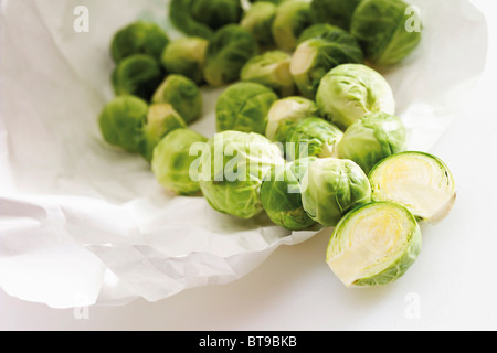 Le Chou de Bruxelles (Brassica oleracea gemmifera) Banque D'Images