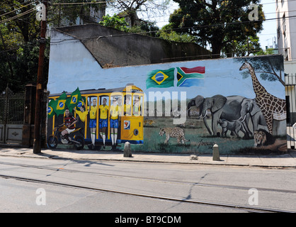 Murales Graffiti à Santa Teresa de Rio de Janeiro, Brésil Banque D'Images