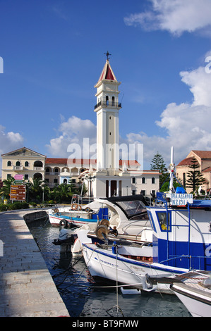 Vue sur le port vénitien de clocher, montrant la ville de Zakynthos, Zante, îles Ioniennes, Grèce Banque D'Images